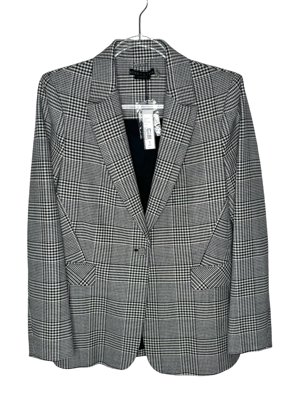 alice + olivia | NWT Macey One-Button Fitted Plaid Blazer in Houndstooth 10